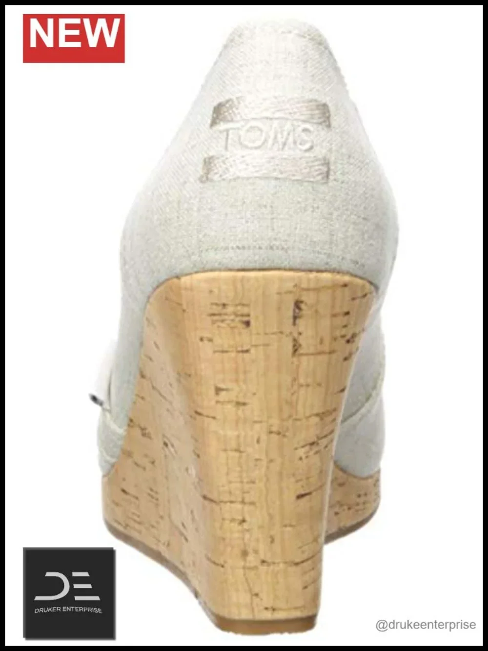 TOMS Classic Wedge Sandals Cork Platform Espadrille Peep Toe